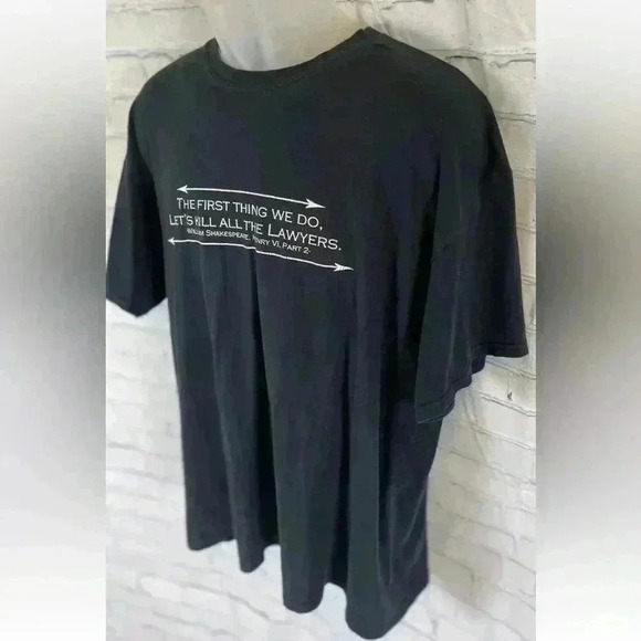 William Shakespeare black T-shirt “first thing we do” quote size XL Gildan top - Picture 4 of 14
